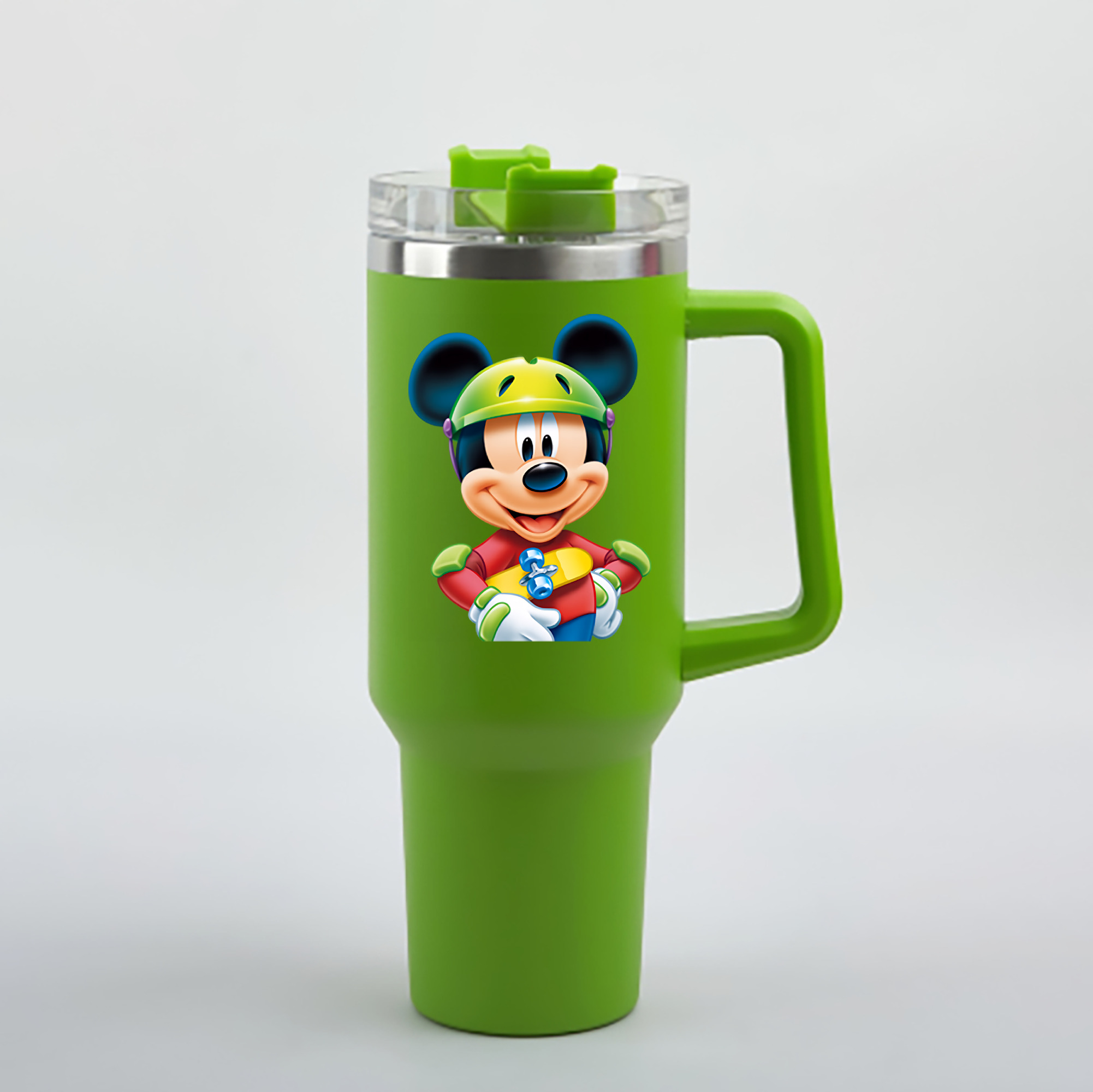 （画像用） ミッキーマウス Mickey Mouse 1200mL車用タンブラー - クリスタルステッカー（プラスチックストロー付き）
